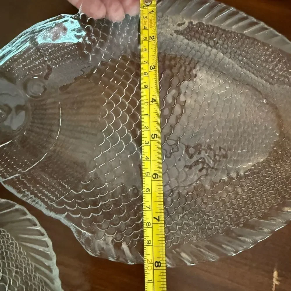 New Set of two Clear Fish-Shaped Glass Plates